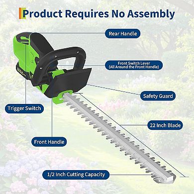 20V Cordless Garden Tool Combo, 22" Hedge Trimmer & 650 CFM Leaf Blower Set