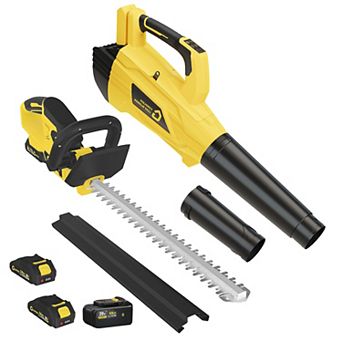 20V Cordless Garden Tool Combo, 22" Hedge Trimmer & 650 CFM Leaf Blower Set
