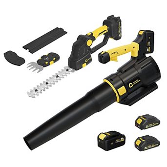 20V Wireless Hedge Trimmer & Leaf Blower Combo - Powerful, Lightweight Electric Garden Tools Set