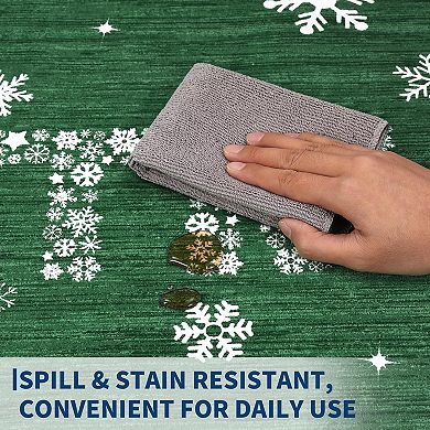 Christmas Area Rug Washable Non Slip Snowflake Tree Holiday Floor Carpet