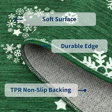 Christmas Area Rug Washable Non Slip Snowflake Tree Holiday Floor Carpet