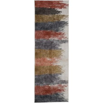 Modern Abstract Area Rug Washable Non Slip Distressed Low Pile Soft Indoor Carpet