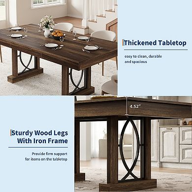 71-Inch Dining Table for 6-8 with 2 Drawers
