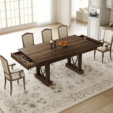 71-Inch Dining Table for 6-8 with 2 Drawers