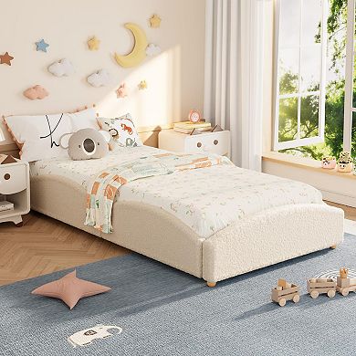 Twin Size Teddy Upholstered Cloud Bed Frame with Raised Sides