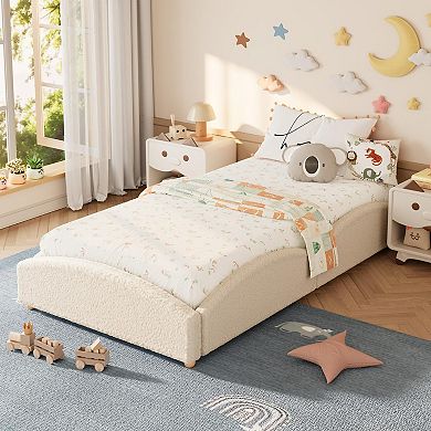 Twin Size Teddy Upholstered Cloud Bed Frame with Raised Sides