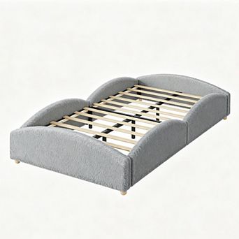 Twin Size Teddy Upholstered Cloud Bed Frame with Raised Sides