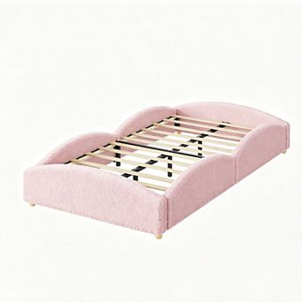 Twin Size Teddy Upholstered Cloud Bed Frame with Raised Sides