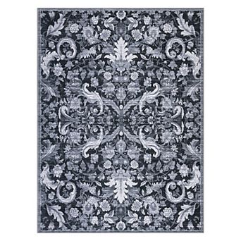 Washable Area Rug Vintage Area Rug Floral Non-Slip Carpet for Living Room Bedroom Office