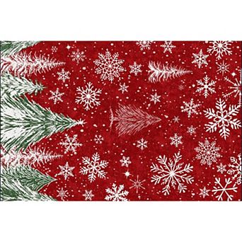 Christmas Area Rugs for Living Room Bedroom Washable Xmas Rugs Non-Slip Carpet for Dining Room