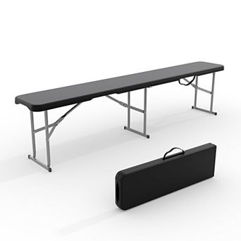 6FT HDPE Folding Bench Metal Frame Portable Seat with Lock and Carry Handle