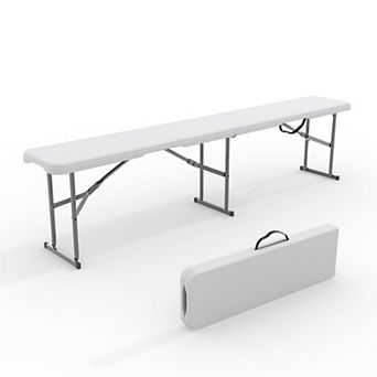 6FT HDPE Folding Bench Metal Frame Portable Seat with Lock and Carry Handle
