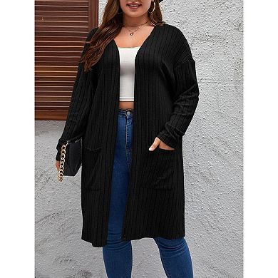 Women's Long Oversized Cardigans Long Sleeve Open Front Sweater Knit Clothing with Pockets