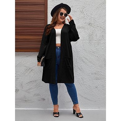 Women's Long Oversized Cardigans Long Sleeve Open Front Sweater Knit Clothing with Pockets