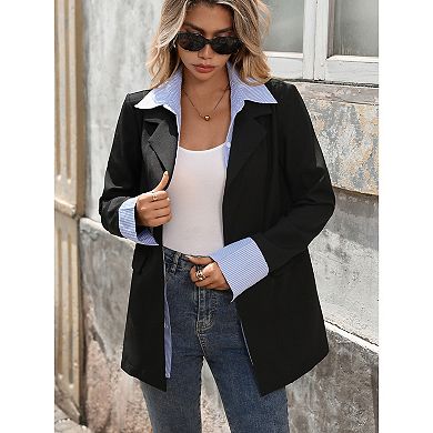 Womens One Button Blazer Casual Open Front Long Sleeve Suit Jackets Business Work Office Blazers