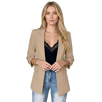 Blazers for Women Business Casual Open Front 3/4 Sleeve Blazers Jacket with Pockets