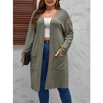 Women's Open Front Long Cardigan Sweater, Loose Knit Duster for Casual Daily
