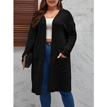 Women's Open Front Long Cardigan Sweater, Loose Knit Duster for Casual Daily
