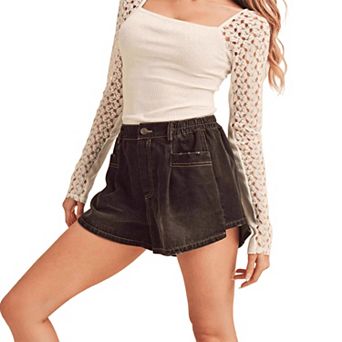 Women Stretchy Casual Wide Leg Denim Shorts