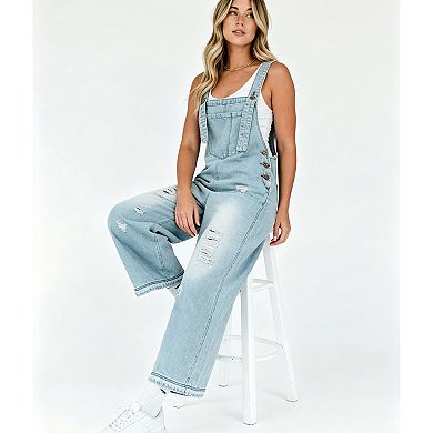 Women's Baggy Overalls Loose Distressed Denim Romper