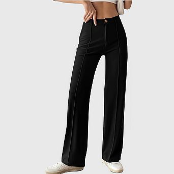 Women's Straight Leg Dress Work Pants Stretchy Business Office Casual Slacks