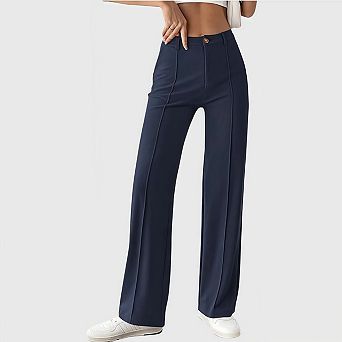 Women's Straight Leg Dress Work Pants Stretchy Business Office Casual Slacks