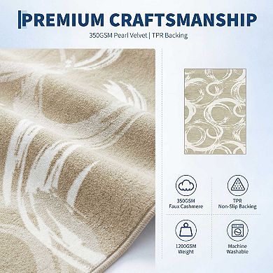 Abstract Circle Washable Area Rug Soft Non-Slip Non-Shedding Stain ＆ Wear Resistant Carpet