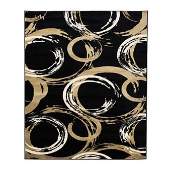 Abstract Circle Washable Area Rug Soft Non-Slip Non-Shedding Stain ＆ Wear Resistant Carpet