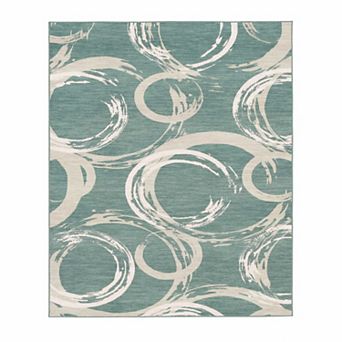 Abstract Circle Washable Area Rug Soft Non-Slip Non-Shedding Stain ＆ Wear Resistant Carpet