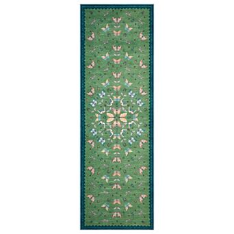 Vintage Butterfly Machine Washable Area Rug Non-Slip Low-Pile Carpet for Living Room Bedroom Porch