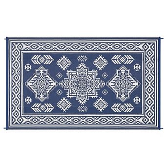 Outdoor Rug Waterproof Vintage Medallion Patio Plastic Straw Rugs Patio Rug Carpet