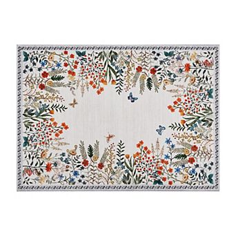 Washable Non-Slip Area Rug for Living Room, Bedroom, Dining Room Soft Botanical Floral Carpet