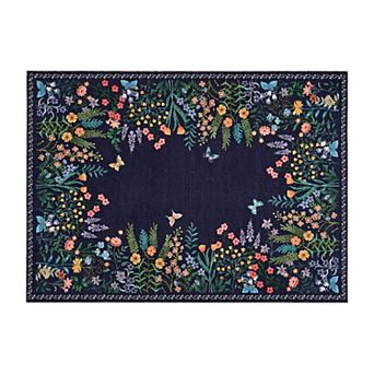 Washable Non-Slip Area Rug for Living Room, Bedroom, Dining Room Soft Botanical Floral Carpet