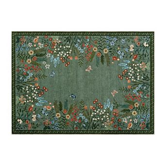 Washable Non-Slip Area Rug for Living Room, Bedroom, Dining Room Soft Botanical Floral Carpet