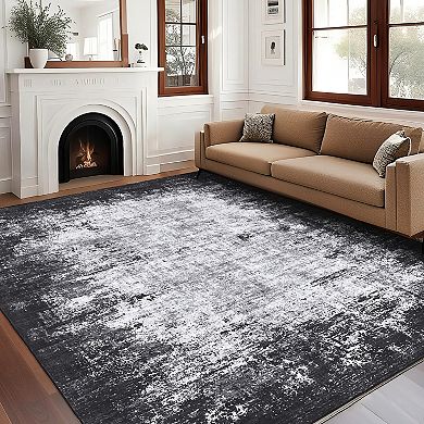 Modern Area Rugs Abstract Carpet Stain-Resistant Machine Washable Non-Slip Distressed Throw Rug