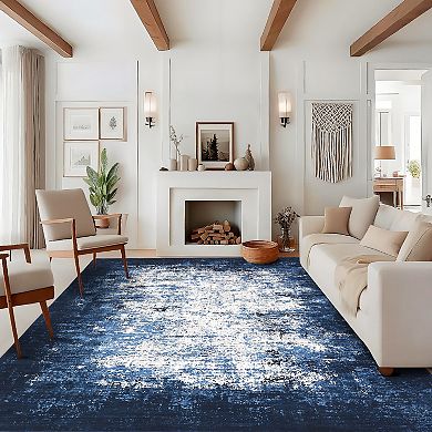 Modern Area Rugs Abstract Carpet Stain-Resistant Machine Washable Non-Slip Distressed Throw Rug