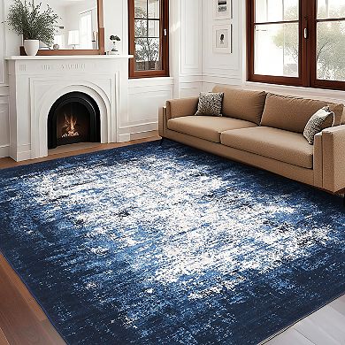 Modern Area Rugs Abstract Carpet Stain-Resistant Machine Washable Non-Slip Distressed Throw Rug