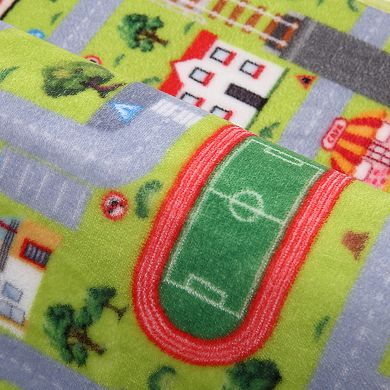 Kids City Road Play Rug, Educational Town Traffic Pattern Carpet, Soft Non-Slip Mat