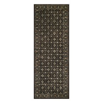 Vintage Oriental Floral Washable Area Rug Low-Pile Wear ＆ Stain-Resistant Non-Slip Soft Carpet