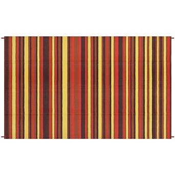 Waterproof Striped Outdoor Rug Reversible UV-Stabilized Wear-Resistant Carpet for Picnic Deck Porch