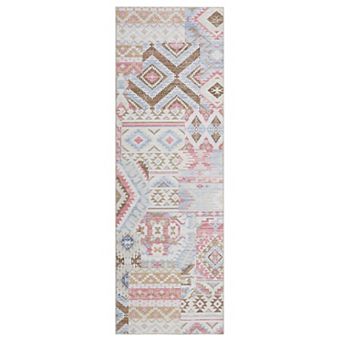 Faironly Abstract Geometric Machine Washable Area Rug Non-Slip Low-Pile Wear-Resistant Carpet