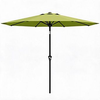 10FT Waterproof UV Resistant Patio Umbrella 8 Iron Ribs Crank Lift Push Button Tilt