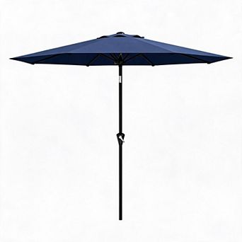 10FT Waterproof UV Resistant Patio Umbrella 8 Iron Ribs Crank Lift Push Button Tilt