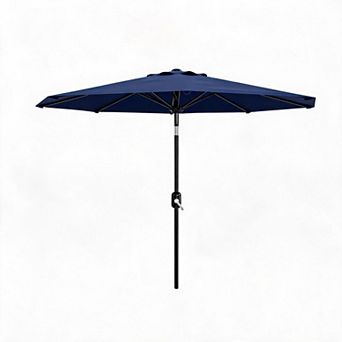 10FT Navy 8 Sturdy Ribs Outdoor Patio Umbrella Waterproof UV Resistant with Crank Tilt