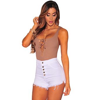 Women Denim Shorts High Waisted Raw Hem Jean Shorts