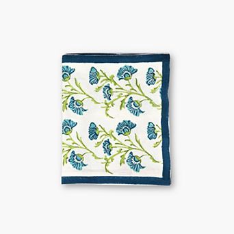 Table Runner Linen Floral Block Print