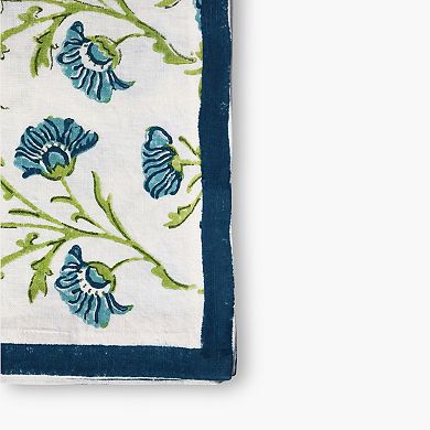 Table Runner Linen Floral Block Print