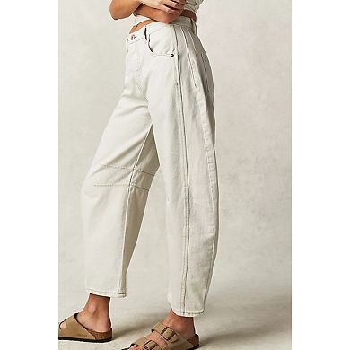 Women Oversized Wide Jeans Bent Cut Denim Pants