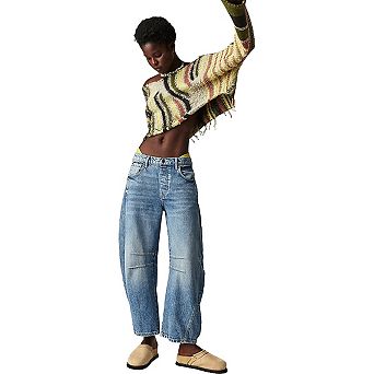 Women Oversized Wide Jeans Bent Cut Denim Pants