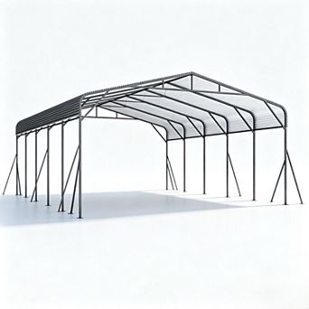 20X25 ft Metal Carport with Reinforced Base and Galvanized Steel Roof